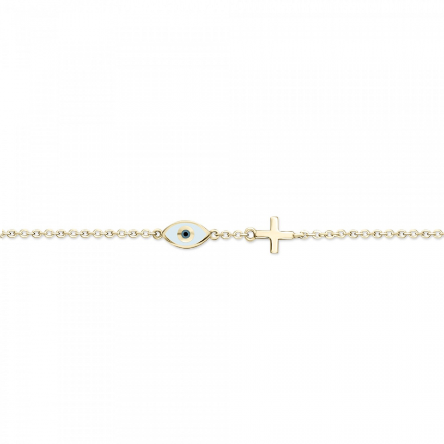 Bracelet with eye and cross, Κ9 gold with enamel, br2735 BRACELETS Κοσμηματα - chrilia.gr