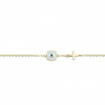 Bracelet with eye and cross, Κ9 gold with enamel, br2734 BRACELETS Κοσμηματα - chrilia.gr