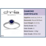 Solitaire ring 18K white gold with sapphire 0.41ct and diamonds, VS1, G da3541 ENGAGEMENT RINGS Κοσμηματα - chrilia.gr