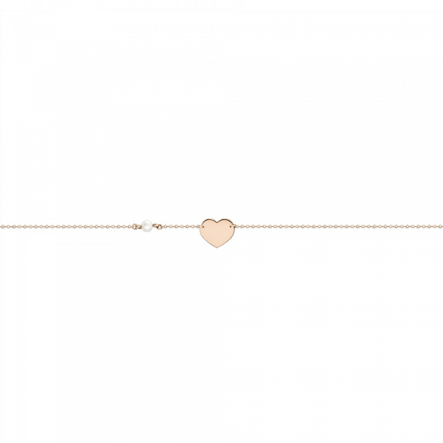 Heart bracelet, Κ14 pink gold with pearl, H br2231 BRACELETS Κοσμηματα - chrilia.gr