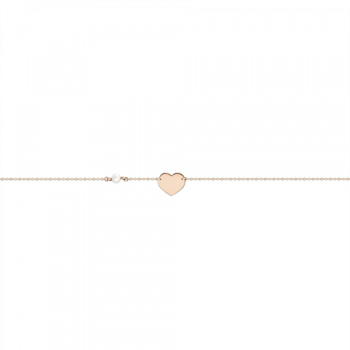 Heart bracelet, Κ14 pink gold with pearl, H br2231 BRACELETS Κοσμηματα - chrilia.gr