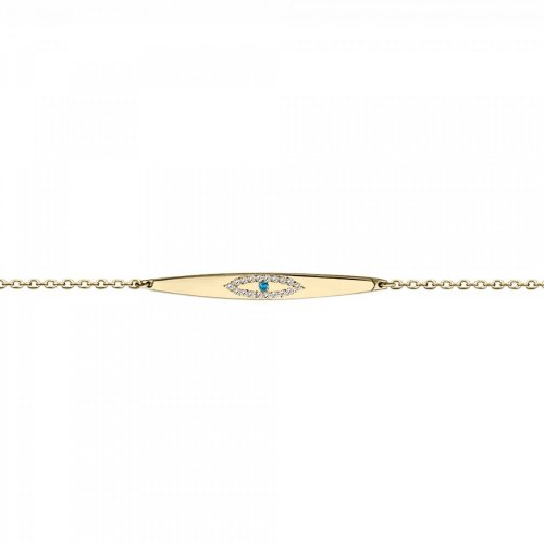 Eye bracelet, Κ9 gold with blue and white zircon, br2251 BRACELETS Κοσμηματα - chrilia.gr