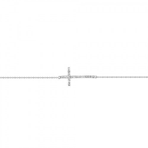 Βραχιόλι με σταυρό Κ18 λευκόχρυσο και διαμάντια 0.15ct, VS1, H, br2505 ΒΡΑΧΙΟΛΙΑ Κοσμηματα - chrilia.gr