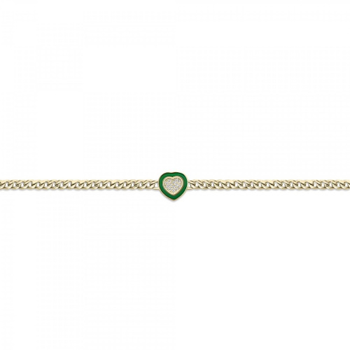 Heart bracelet, Κ18 gold with diamonds 0.07ct, VS2, H and enamel, br2820 BRACELETS Κοσμηματα - chrilia.gr