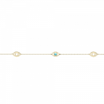 Bracelet with eyes, Κ14 gold with turquoise, pb0362 BRACELETS Κοσμηματα - chrilia.gr