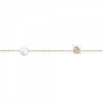Bracelet with hearts, Κ14 gold with pearls and zircon, br2382 BRACELETS Κοσμηματα - chrilia.gr