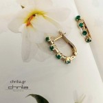 Hoop earrings, 18K gold with emeralds 0.75ct and diamonds 0.05ct VS2, H sk4022 EARRINGS Κοσμηματα - chrilia.gr