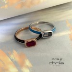 Ring, 18K white gold with sapphire 0.74ct and enamel, da4157 RINGS Κοσμηματα - chrilia.gr