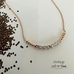 Multistone necklace, Κ18 pink gold with diamonds 0.56ct, VS1, G ko5441 NECKLACES Κοσμηματα - chrilia.gr