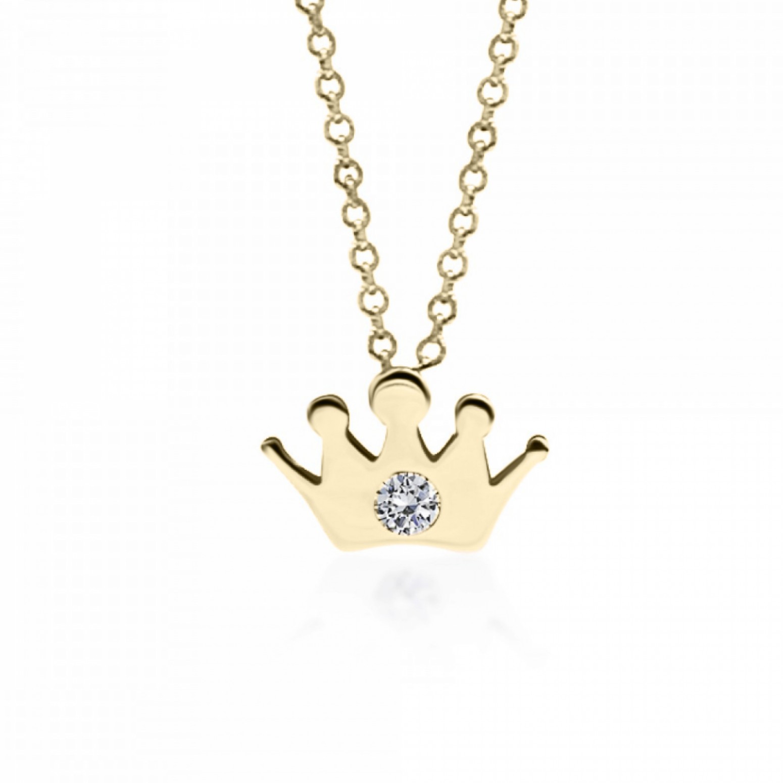 Crown necklace, Κ14 gold with diamond 0.02ct, VS2, H pk0203 NECKLACES Κοσμηματα - chrilia.gr