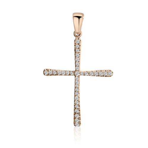 Baptism cross K18 pink gold with diamonds 0.16ct, VS2, H st3700 CROSSES Κοσμηματα - chrilia.gr