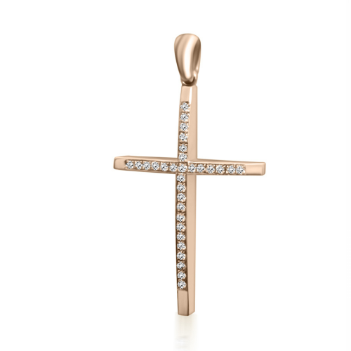 Βαπτιστικός σταυρός Κ14 ροζ χρυσό με ζιργκόν st3759 ΣΤΑΥΡΟΙ Κοσμηματα - chrilia.gr