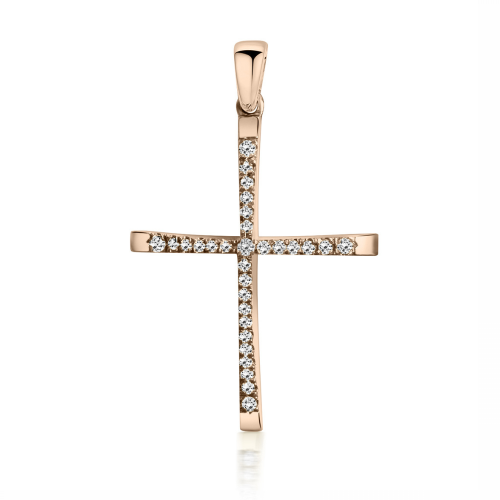 Βαπτιστικός σταυρός Κ18 ροζ χρυσό με διαμάντια 0.17ct, VS2, H st3805 ΣΤΑΥΡΟΙ Κοσμηματα - chrilia.gr