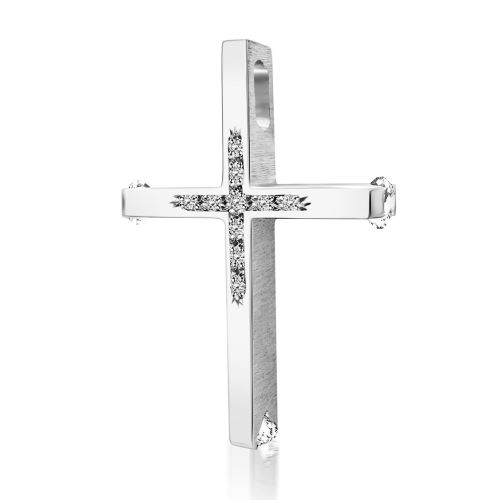 Βαπτιστικός σταυρός Κ14 λευκόχρυσο με ζιργκόν st3812 ΣΤΑΥΡΟΙ Κοσμηματα - chrilia.gr
