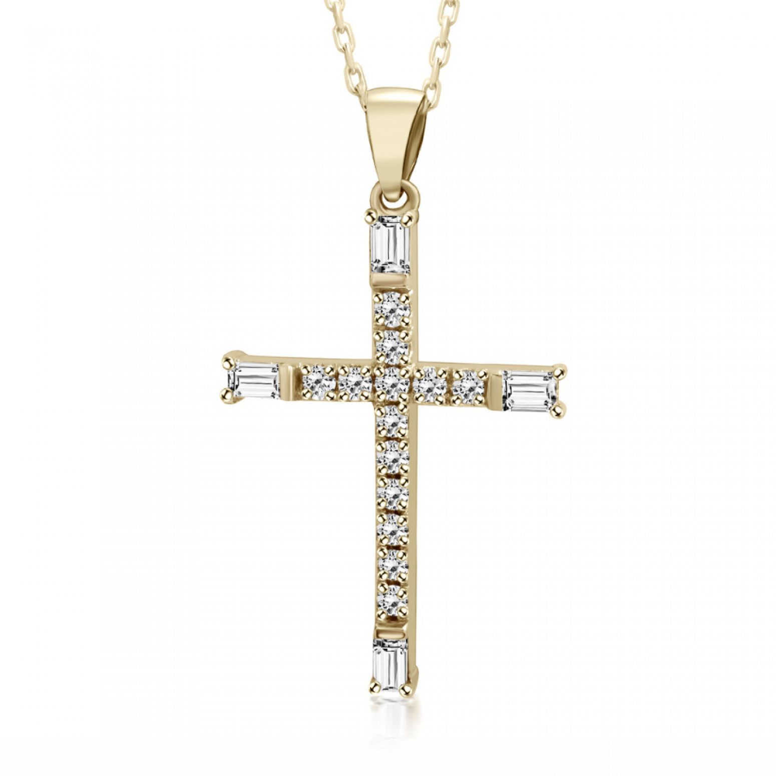 Baptism cross with chain K18 gold with diamonds 0.29ct, VS1, G ko6076 CROSSES Κοσμηματα - chrilia.gr