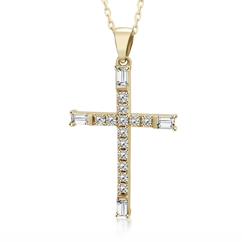 Baptism cross with chain K18 gold with diamonds 0.29ct, VS1, G ko6076 CROSSES Κοσμηματα - chrilia.gr