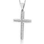 Βαπτιστικός σταυρός με αλυσίδα Κ18 λευκόχρυσο με διαμάντια 0.18ct, VS1, G ko6078 ΣΤΑΥΡΟΙ Κοσμηματα - chrilia.gr