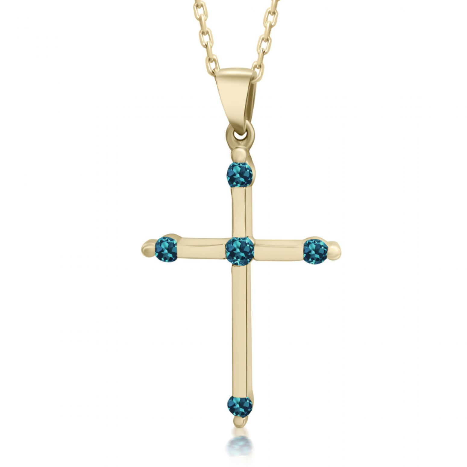 Βαπτιστικός σταυρός με αλυσίδα Κ18 χρυσό με μπλε διαμάντια 0.11ct, ko6075 ΣΤΑΥΡΟΙ Κοσμηματα - chrilia.gr