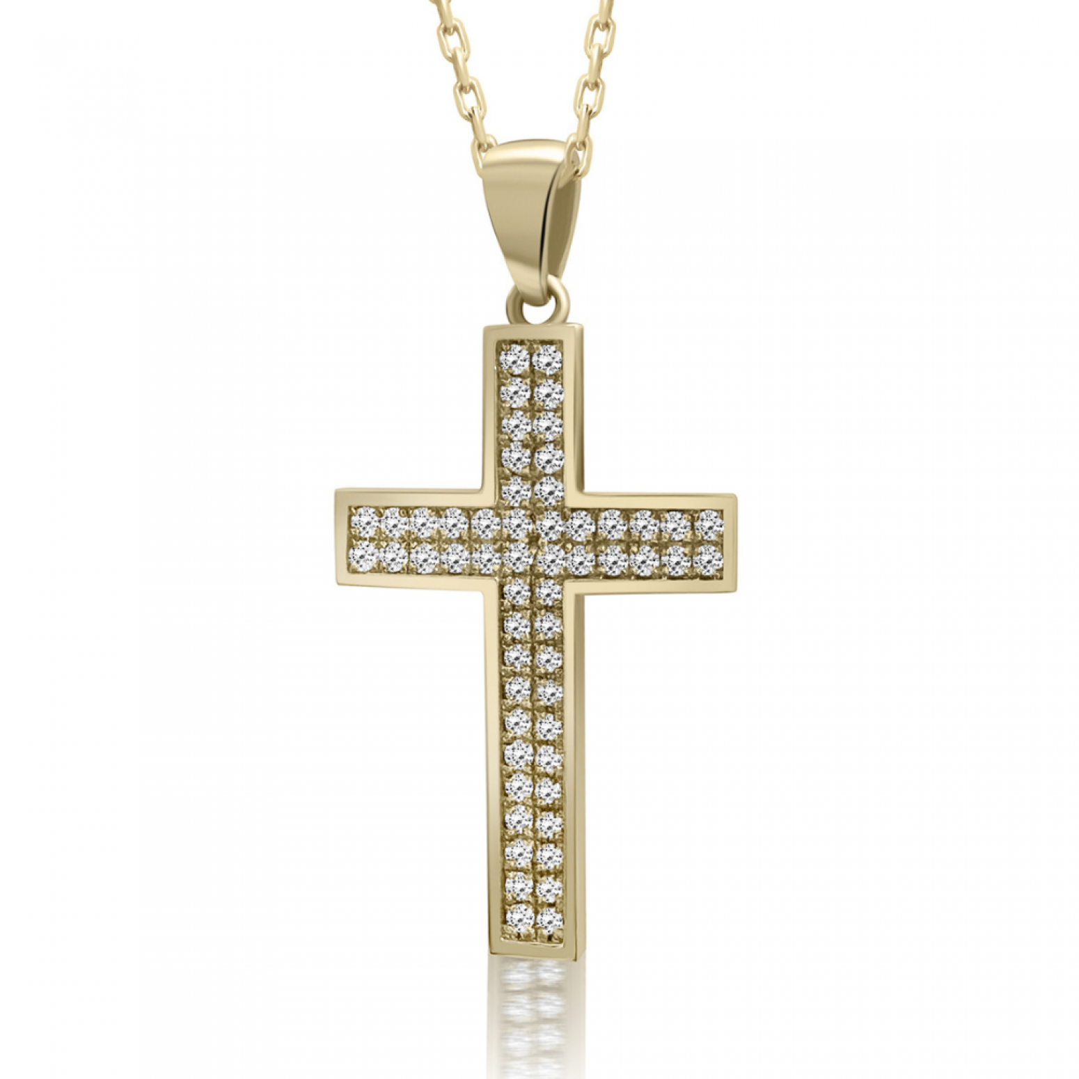 Baptism cross with chain K18 gold with diamonds 0.21ct, VS1, G ko6077 CROSSES Κοσμηματα - chrilia.gr