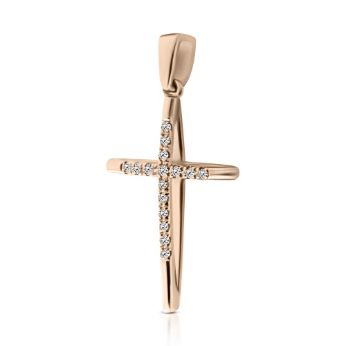Βαπτιστικός σταυρός Κ18 ροζ χρυσό με διαμάντια 0.07ct, VS2, H st3686 ΣΤΑΥΡΟΙ Κοσμηματα - chrilia.gr