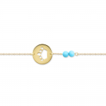 Babies bracelet K14 gold with crown and turquoise pb0195 BRACELETS Κοσμηματα - chrilia.gr