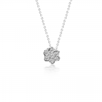 Multistone rosette necklace 18K white gold with diamonds 0.23ct, VS1, F from IGL, me2210 NECKLACES Κοσμηματα - chrilia.gr