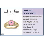 Eye ring, 18K gold with diamonds 0.08ct, VS1, G, and enamel, da4232 RINGS Κοσμηματα - chrilia.gr
