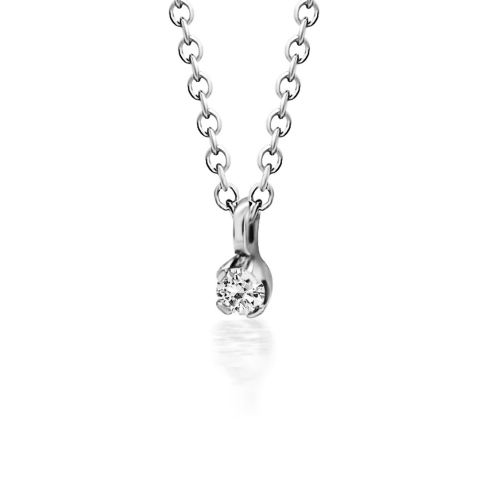 Solitaire necklace, Κ9 white gold with zircon, ko5694 NECKLACES Κοσμηματα - chrilia.gr