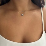 Eye necklace, Κ9 white gold with London Blue topaz 0.18ct and diamonds 0.06ct, VS1, H ko5890 NECKLACES Κοσμηματα - chrilia.gr