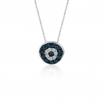 Eye necklace, Κ9 white gold with London Blue topaz 0.50ct and diamonds 0.06ct, VS1, H ko5909 NECKLACES Κοσμηματα - chrilia.gr