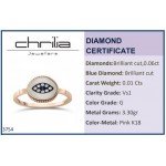 Multistone ring eye, 18K pink gold with diamonds 0.07ct and enamel, da3754 RINGS Κοσμηματα - chrilia.gr