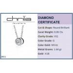 Solitaire necklace 18K white gold with diamond 0.06ct, VS1, G ko4911 NECKLACES Κοσμηματα - chrilia.gr