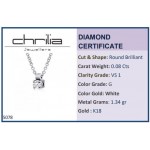 Solitaire necklace 18K white gold with diamond 0.08ct, VS1, G ko5078 NECKLACES Κοσμηματα - chrilia.gr