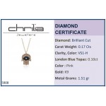 Hamsa necklace, Κ9 pink gold with London Blue topaz 0.10ct and diamonds 0.17ct, VS1, H ko5908 NECKLACES Κοσμηματα - chrilia.gr