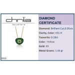 Eye necklace, Κ9 gold with tsavolites 0.18ct and diamonds 0.05ct, VS1, H ko5910 NECKLACES Κοσμηματα - chrilia.gr