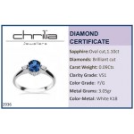 Solitaire ring 18K white gold with sapphire 1.10ct and diamonds , VS1, F da2936 ENGAGEMENT RINGS Κοσμηματα - chrilia.gr