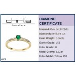 Μονόπετρο δαχτυλίδι Κ18 χρυσό με σμαράγδι 0.23ct και διαμάντια VS1, Η da4008 ΔΑΧΤΥΛΙΔΙΑ ΑΡΡΑΒΩΝΑ Κοσμηματα - chrilia.gr