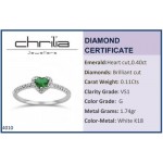Solitaire heart ring 18K white gold with emerald 0.40ct and diamonds , VS1, G da4010 ENGAGEMENT RINGS Κοσμηματα - chrilia.gr