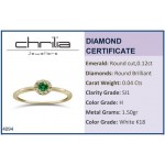 Solitaire ring 18K gold with emerald 0.12ct and diamonds SI1, H da4094 ENGAGEMENT RINGS Κοσμηματα - chrilia.gr