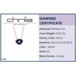 Eye necklace, Κ9 white gold with sapphires 0.20ct and diamond 0.02ct, VS1, H ko5788 NECKLACES Κοσμηματα - chrilia.gr