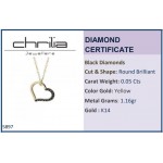 Heart necklace, Κ14 gold with black diamonds 0.05ct, ko5897 NECKLACES Κοσμηματα - chrilia.gr