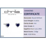 Heart earrings 18K white gold with sapphires 1.04ct and diamonds 0.10ct VS1, G sk3023 EARRINGS Κοσμηματα - chrilia.gr