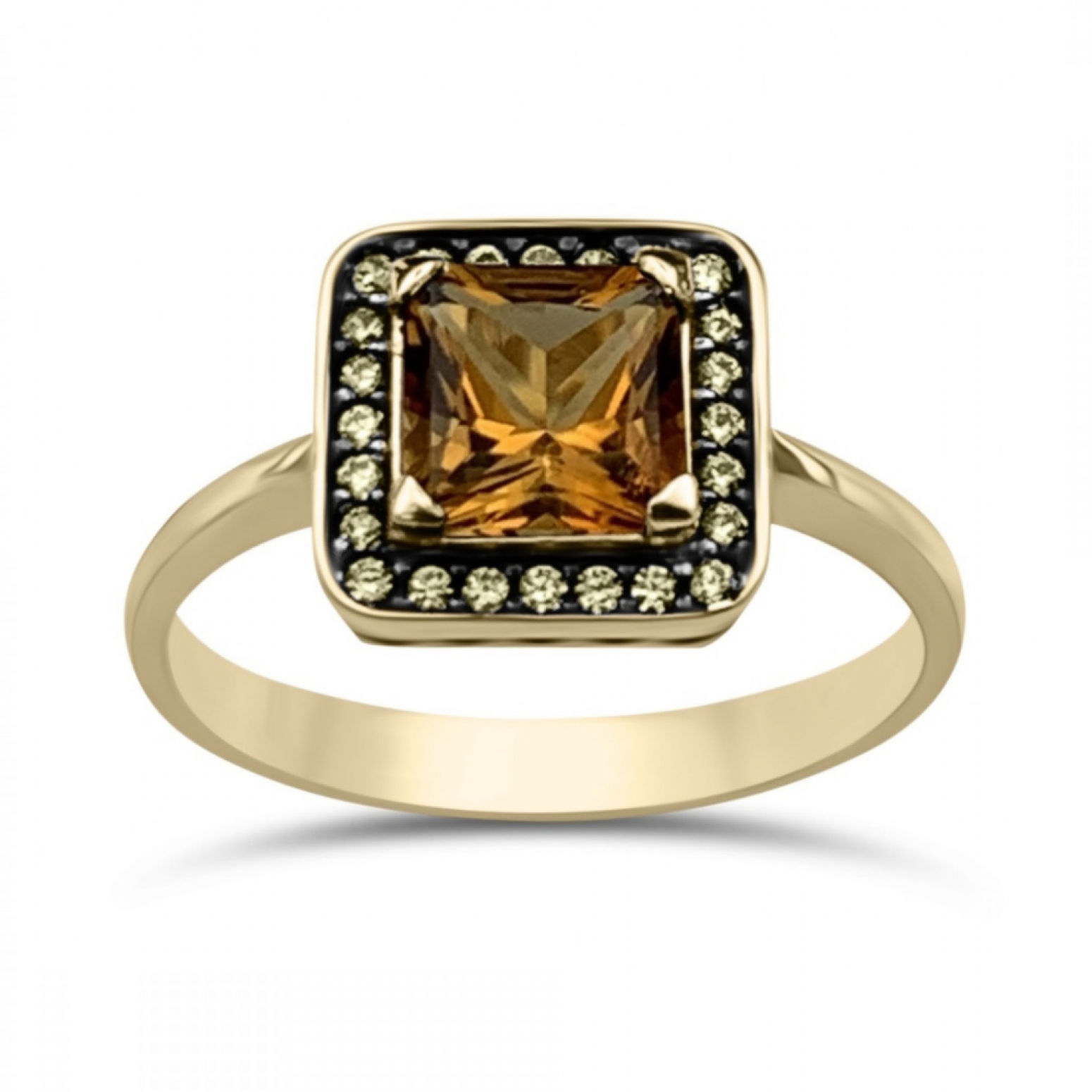 Multistone ring 14K gold with citrin and zircon, da3084 RINGS Κοσμηματα - chrilia.gr
