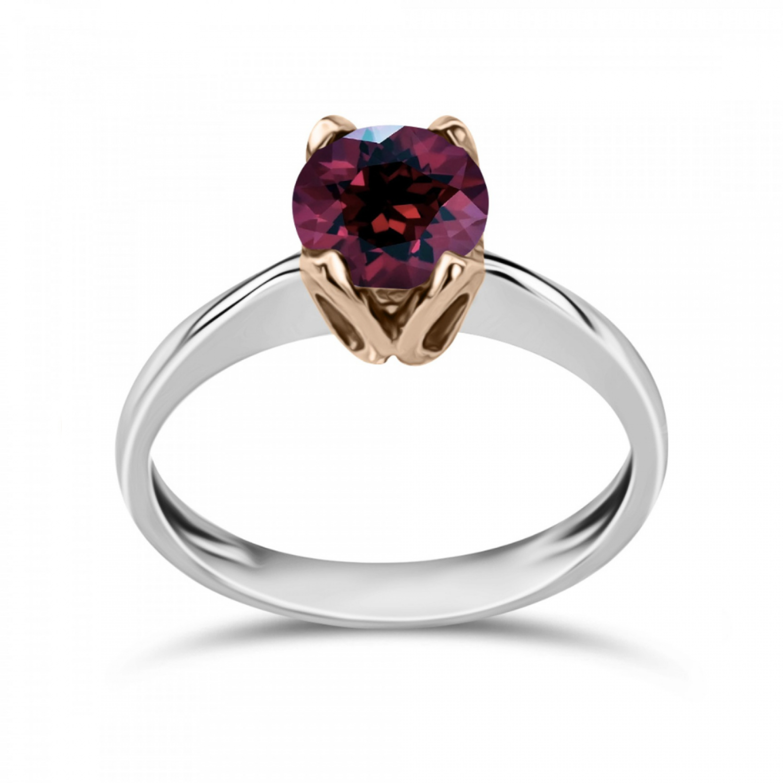 Solitaire ring 14K whte and pink gold with red zircon, da3422 ENGAGEMENT RINGS Κοσμηματα - chrilia.gr