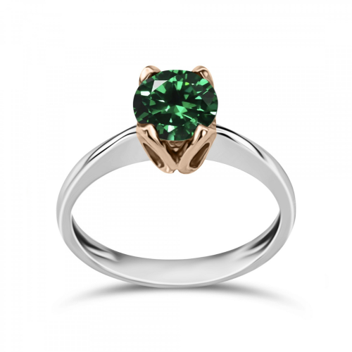 Solitaire ring 14K white and pink gold with green zircon, da3423 ENGAGEMENT RINGS Κοσμηματα - chrilia.gr