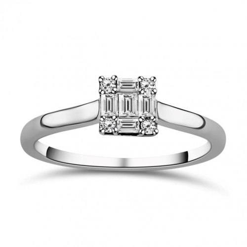 Multistone ring 18K white gold with diamonds 0.17ct, SI1, G da3759 ENGAGEMENT RINGS Κοσμηματα - chrilia.gr