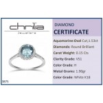 Μονόπετρο δαχτυλίδι Κ18 λευκόχρυσο με ακουαμαρίνα 1.53ct και διαμάντια VS1, H  da3875 ΔΑΧΤΥΛΙΔΙΑ ΑΡΡΑΒΩΝΑ Κοσμηματα - chrilia.gr