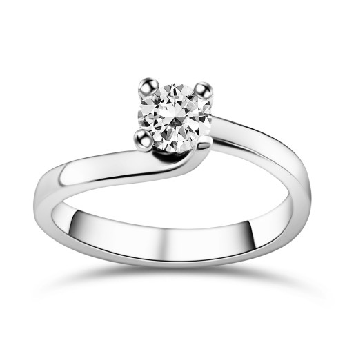 Solitaire ring 18K white gold with diamond 0.40ct, SI1, F from GIA da4178 ENGAGEMENT RINGS Κοσμηματα - chrilia.gr