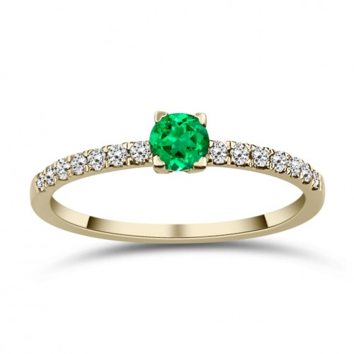 Solitaire ring 18K gold with emerald 0.18ct and diamonds VS1, Η da4244 ENGAGEMENT RINGS Κοσμηματα - chrilia.gr