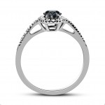 Solitaire ring 18K white gold with black diamond 0.36ct and diamonds, VS1, G da4246 ENGAGEMENT RINGS Κοσμηματα - chrilia.gr
